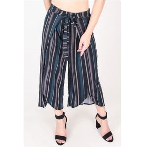 Stripe tulip split leg pants